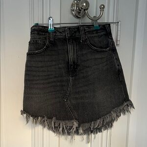 We The Free Charcoal Frayed Hem denim Skirt